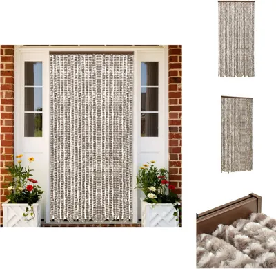 Produktbild von vidaXL Insektenschutz-Vorhang Taupe und Weiß 100x220 cm Chenille -  Fliegengitter
