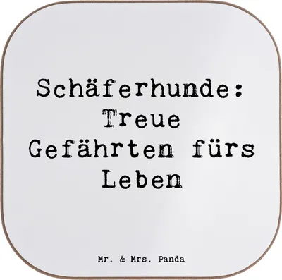 Produktbild von Mr. & Mrs. Panda Tischuntersetzer Spruch Schäferhund Gefährten - Weiß - Geschenk, intelligenter Hund, Schäferhunde, Hunderassen Beschreibung, Coaster, Kaffeeuntersetzer