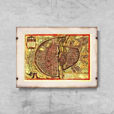 Produktbild von Poster - Canvas - Leinwand - 84,1 cm x 59,4 cm - Fotoposter - Leinwandkunst - Alte Karte von Paris