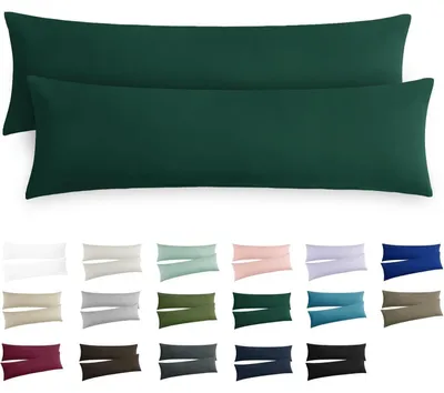 Obrázok produktu pre Poťahy na vankúše, 40x145 cm, tmavozelené, 2 kusy, mikrovlákno, so zipsom