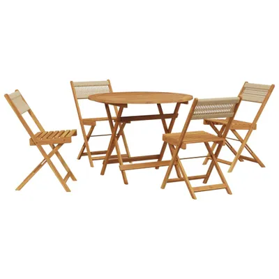 Produktbild von vidaXL 5-tlg. Garten-Essgruppe Polypropylen und Massivholz Beige