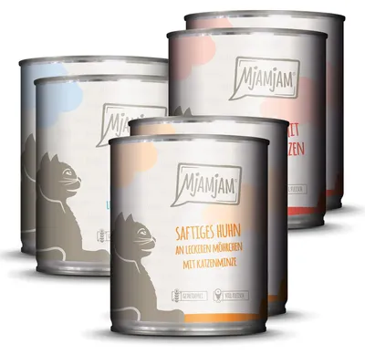 Imagen del producto de MjAMjAM - Alimento húmedo premium para gatos - Pack de prueba, 6 unidades (6 x 800 g)