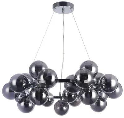 Zdjęcie produktu dla Lampa wisząca Casa Padrino, srebrna/czarna, okrągła, średnica 69 cm, wysokość 23,8 cm - nowoczesna lampa sufitowa z 25 kulistymi kloszami ze szkła