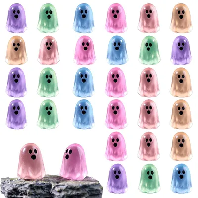 Produktbild von 30 Geister-Harzfiguren, Halloween-Miniaturtiere zur Dekoration für den Garten