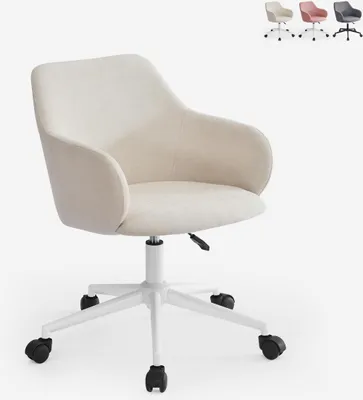 Produktbild von Stuhl drehbar aus Stoff mit Armlehnen Büro Homeoffice Kivri - Weiß