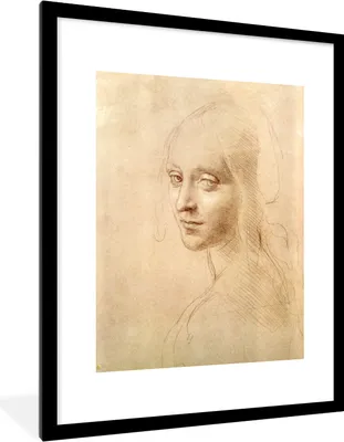 Produktbild von MuchoWow® MuchoWow® Gerahmtes Poster Skizze - Leonardo da Vinci 60x80 cm - Poster mit zchwarzem Bilderrahmen - Wohnzimmer - Dekorationen - Prämie