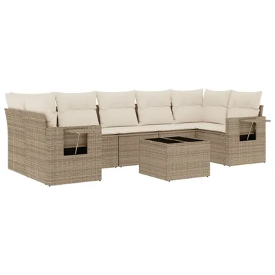 Produktbild von vidaXL 8-tlg. Garten-Sofagarnitur mit Kissen Beige Poly Rattan