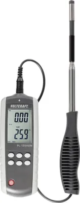 Immagine prodotto di Voltcraft PL-135HAN Anemometro a filo caldo con funzione di misurazione della temperatura e interfaccia USB, telescopico (PL-135HAN)