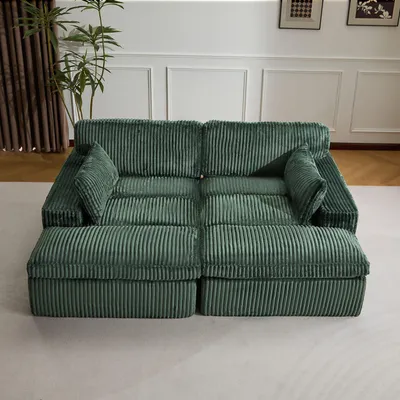 Produktbild von Sofa Cordsofa 2-Sitzer mit Bettfunktion, modernes Schlafsofa für Wohnzimmer Weicher Cordbezug, flexible Kombination & ideal für kleine Räume
