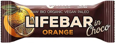 Image de BARRE AU CHOCOLAT À L'ORANGE Crue sans gluten40 g - LIFEFOOD
