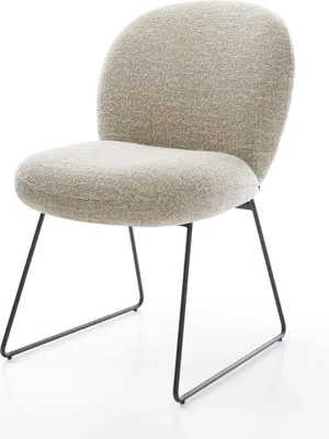 Produktbild von DELIFE Esszimmerstuhl Nube-Flex Webstoff Soft Beige Kufengestell Schwarz Taschenfederkern