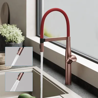 Produktbild von doporro Wasserhahn Küche Hochdruck, Einhebel-Mischbatterie, Spültischarmatur 360°Schwenkbar Küchenarmatur aus Edelstahl Roségold Turnix-01