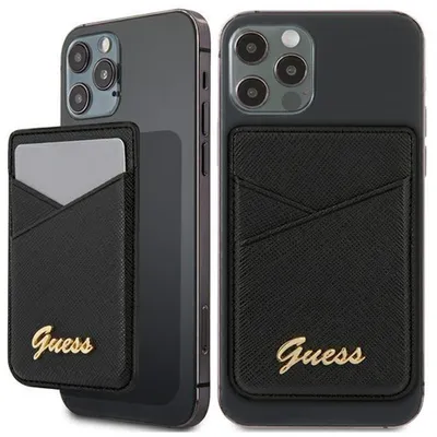 Produktbild von Guess Wallet Card Slot GUWMSSASLBK MagSafe Saffiano schwarz/schwarz Handyhülle