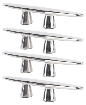 Image de Lot de 4 taquets d'amarrage à base ouverte de 15 cm, en acier inoxydable 316 poli, pour yachts, cargos et bateaux à moteur