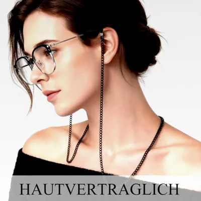 Produktbild von Brillenkette Damen Schwarz 70 cm - Brillenkette Herren - Hochwertiger Brillenhalter für Lesebrillen, Sonnenbrillen und Sportbrillen