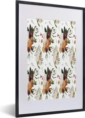 Produktbild von MuchoWow® MuchoWow® Gerahmtes Poster Blumen - Farben - Muster 40x60 cm - Poster mit zchwarzem Bilderrahmen - Poster in Rahmen