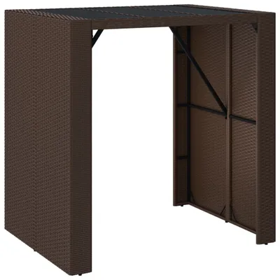 Obrázok produktu pre vidaXL Barový stôl so sklenenou doskou hnedý 105x80x110 cm Poly ratan