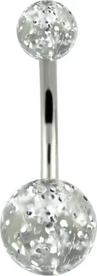 Produktbild von Bauchnabelpiercing 316L Edelstahl Acryl Glitzer Glitter Banane Belly Banana klar 10 mm