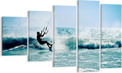 Produktbild von Bild auf Leinwand - Leinwandbild - Drachen-Surfen Wasser Ozean - 100x60cm - Wand Bild - Wanddeko - Leinwanddruck - Bilder - Kunstdruck - Wanddekoration - Leinwand bilder - Wandkunst - EG100x60-2385