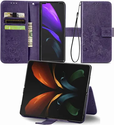 Zdjęcie produktu dla Pokrowiec König Design kompatybilny z etui na telefon Samsung Galaxy Z Fold4 5G ze skóry syntetycznej - fioletowy