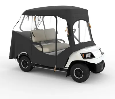 Produktbild von 2-Sitzer Golfcart Abdeckung - Regen- und Wetterschutz - 600D Oxford mit PVC - Wasserdichte Allwetterplane - 149x123x134 cm - Schwarz