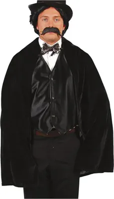 Produktbild von Banditen Umhang Musketiere Schwarzer Vampir Gothic Halloween Eleganz 19 Jahrhundert Edler Look Kostüm Edelmann, Farbe: Schwarz