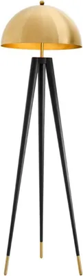 Produktbild von Casa Padrino Luxus Stehleuchte Gold / Schwarz Ø 50 x H. 165 cm - Dreibein Stehlampe mit rundem Metall Lampenschirm