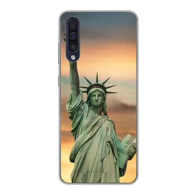 Produktbild von MuchoWow® Handyhülle Schutzhülle Hülle für Samsung Galaxy A30s New York - Freiheitsstatue - Sonnenuntergang Silikon Softcase Handy Hülle - Karteninhaber