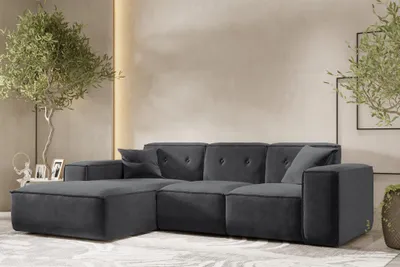 Produktbild von Ecksofa Designersofa CESINA Stoff Perfect Harmony Anthrazit Ottomane Links