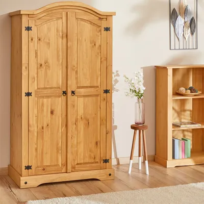 Produktbild von Kleiderschrank SALSA Garderobenschrank Mexiko Möbel Kiefer massiv, gebeizt/gewachst, 2 Türen