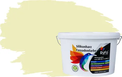 Produktbild von RyFo Colors Silikonharz Fassadenfarbe Lotuseffekt Trend Leichtgelb 10l  - bunte Fassadenfarbe, weitere Gelb Farbtöne und Größen erhältlich, Deckkraft Klasse 1