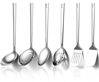 Produktbild von 6-teiliges Küchenutensilien-Set, Edelstahl-Kochgeschirr, robuste Küchenhelfer, Pfannenwender, unverzichtbares Küchenzubehör für Zuhause