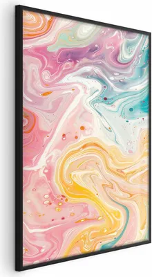 Produktbild von Posterpapier Poster - Colorful Chaos - dynamic shapes in shades of pink, yellow, and blue 29.7x42 cm Muster a-H-10043-ao-a