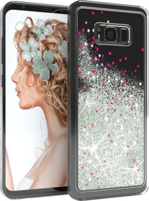 Produktbild von EAZY CASE - Glitzer Hülle kompatibel mit Samsung Galaxy S8 Plus Glitzer Schutzhülle, Soft Case, Backcover Transparent mit Motiv