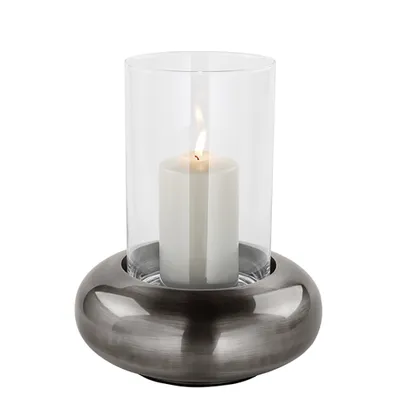 Produktbild von Fink DELPHI, Windlicht mit Glas, Eisen, glatt, antik grau, D. 35 cm Durchmesser: 34.80 cm 146119