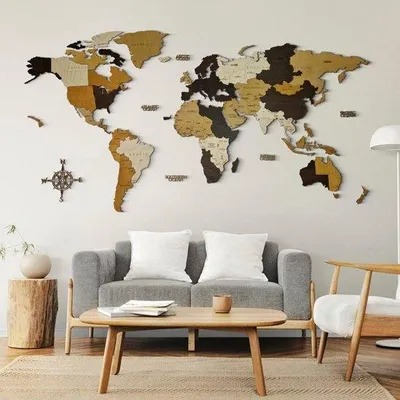 Zdjęcie produktu dla Holdekor – mapa 3D – obraz ścienny – 150 x 90 cm – drewno – dekoracja