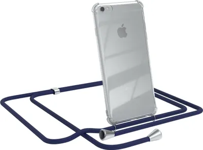Produktbild von EAZY CASE Handykette kompatibel mit Apple iPhone 6 / 6S, Handyhülle mit Umhängeband, Handykordel, Schutzhülle Clear, Band in Blau