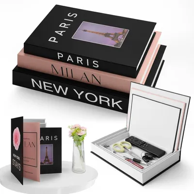 Productafbeelding van Libros Decorativos - Set van 3 - Cajas de Almacenamiento met Libros Falsos Apilables voor decoratie van Hogar - Estantería - Mesa de Café en Oficina