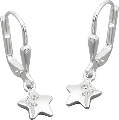 Produktbild von Ohrbrisur Ohrhänger Ohrringe 23x7mm Stern mit Zirkonias glänzend Silber 925