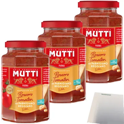 Produktbild von Mutti Pasta Sauce mit Parmigiano Reggiano 3er Pack (3x400g Glas) + usy Block