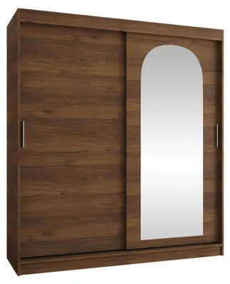 Produktbild von MIRJAN24 Kleiderschrank Selfie 180, Schwebetürenschrank mit zwei Kleiderstangen, Garderobe (Farbe: Nuss Warmia, Größe: 180 cm, ohne Schubladen)