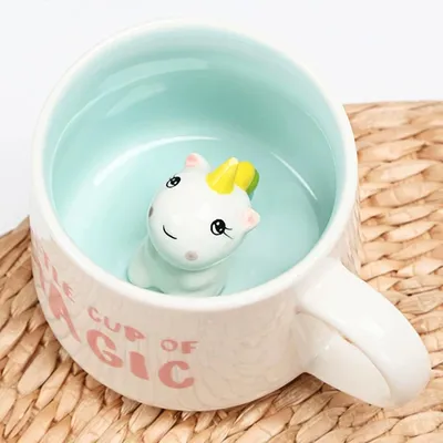 Produktbild von Einhorn Tasse 3D Tier Kaffee Becher 350ml für Kinder & Frauen