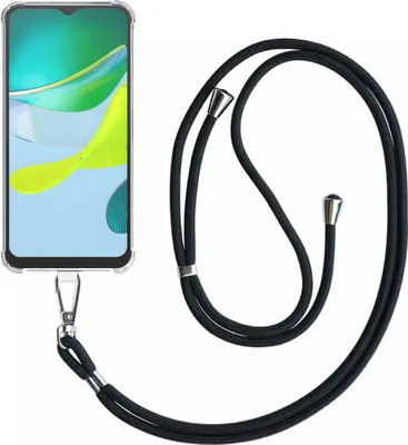 Produktbild von Handytasche passend für Motorola Moto E13 Transparent ShockProof mit abnehmbarem Universal Lanyard - Schutzhülle Silikon ShockProof mit Lanyard - Smartphonics
