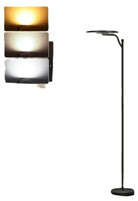 Zdjęcie produktu dla Lampa stojąca LED, z regulacją jasności, z pilotem, 1 szt., 18 W, czarna