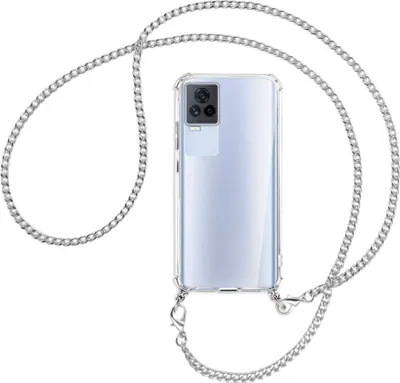 Produktbild von Handykette Backcover-Schutzhülle mit Band (Metall silberfarben) für vivo IQOO 7 - silberfarbene Kette