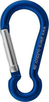 Blauer Zubehörkarabiner MINI 5 cm von Aliens; geeignet für Klettern; aus Aluminium.