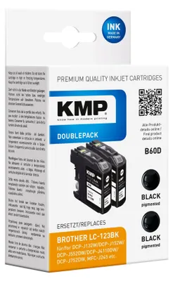 Produktbild von KMP B60D, Schwarz, Tinte auf Pigmentbasis, 14,1 ml, 2 Stück(e), 1200 Seiten, Multipack
