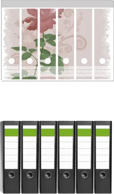 Produktbild von Wallario 6 Stück breite Ordner inkl. Klebeetiketten mit Motive Rose in Pastellfarben gezeichnet -  Set mit Rückenschildern / Ordnerrücken Stickern