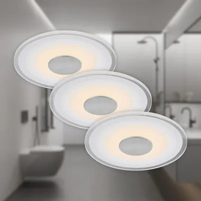 Image de Spot LED encastrable Lampe encastrable Lampe de salle de bain Lot de 3 6 W   12 cm IP44 blanc Briloner
