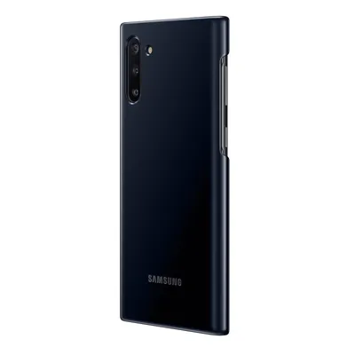 A black Samsung phone case is shown from a side angle against a white background.